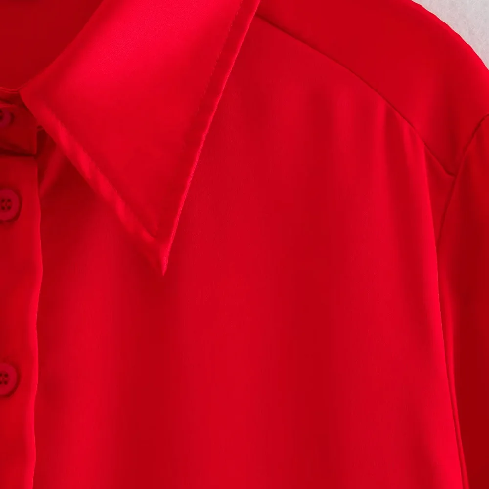 Women 2024 autumn New Fashion satin texture shirt Vintage Long Sleeve Button-up Female Shirts Chic Tops