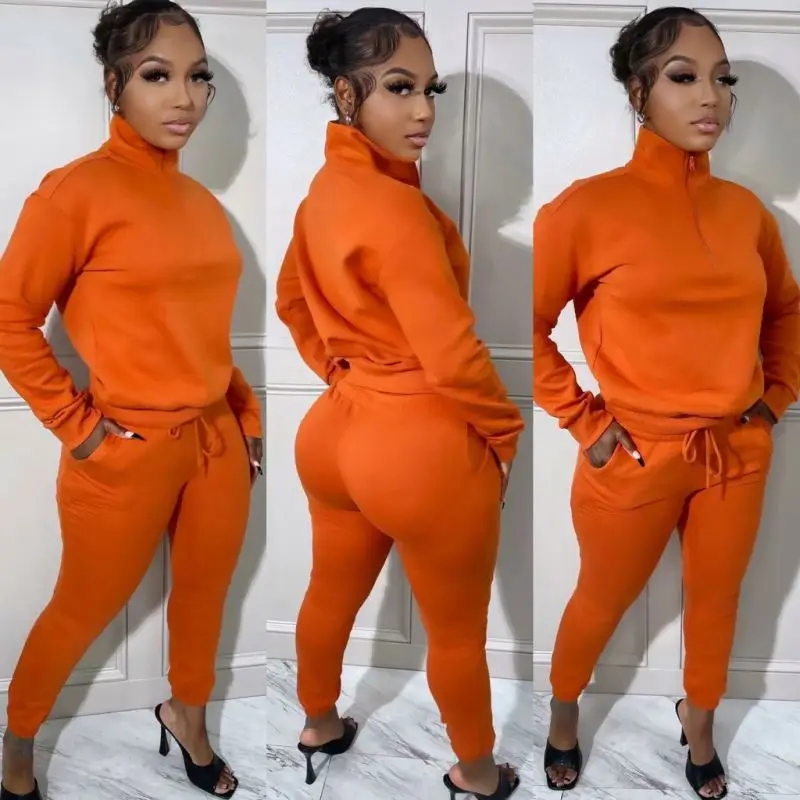 Fall 2023 Women Tracksuit Fleece 2 Piece Set Women Clothes Jogging Outfits for Ladies Hoodie Two Piece Set Solid Women Clothing