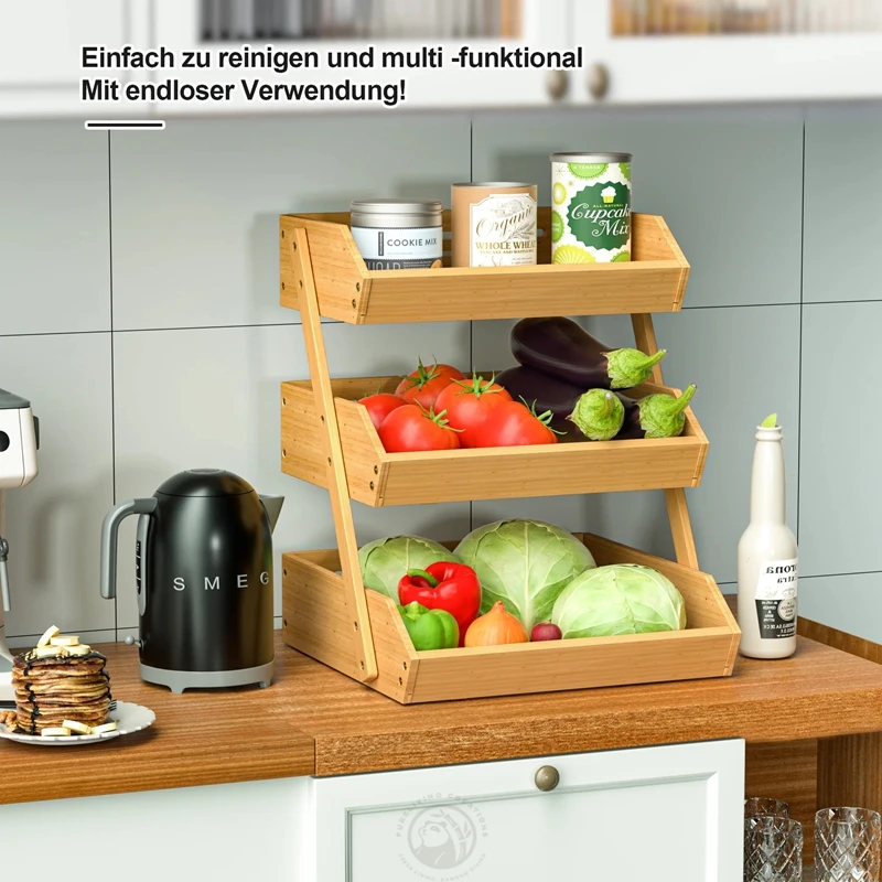 E-co friendly bamboo container 2 tiers large storage space for kitchen houseware