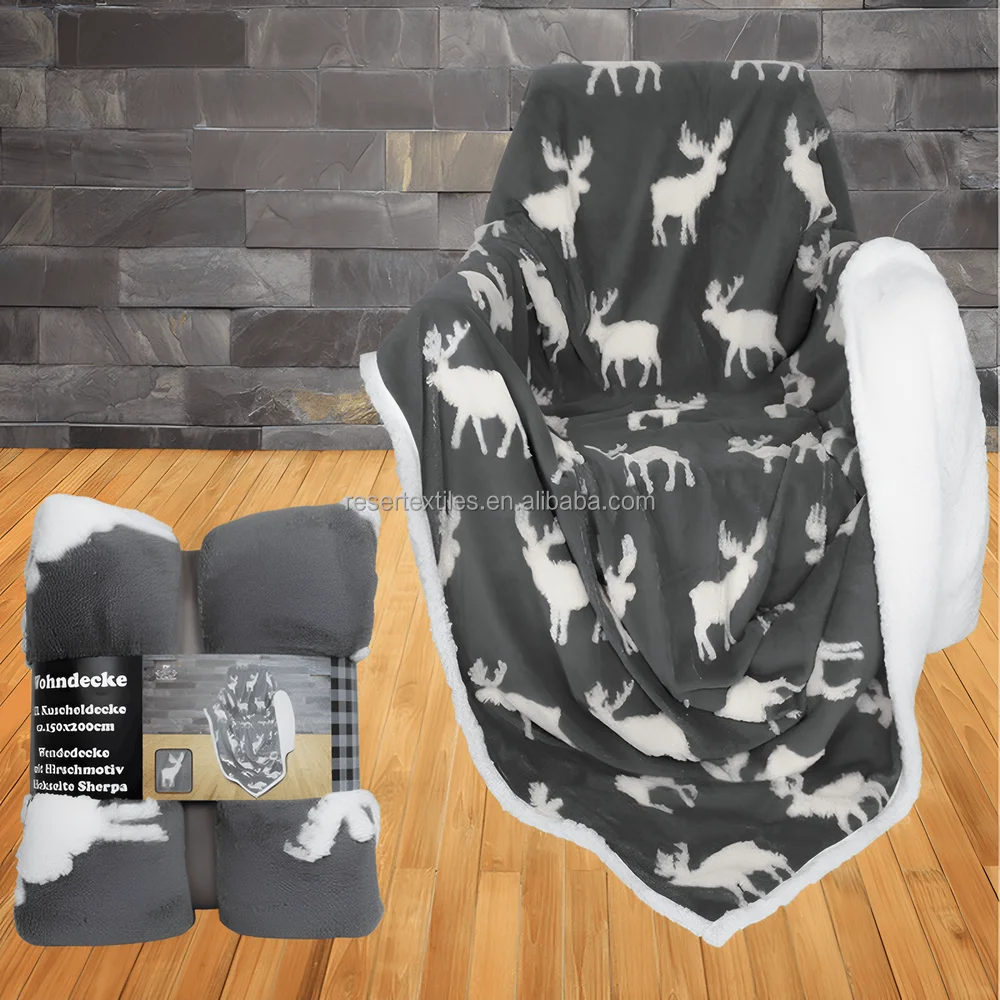 Wholesale Custom Luxury Warm Comfortable Plush Blankets Ultra Soft Sherpa Fleece Throw Blanket for Winter Christmas