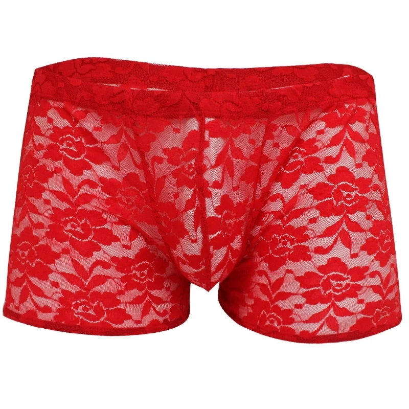 Red Knickers Sheer Lace Brief Shorts Panties Soft Sensuous Fabric Sissy 