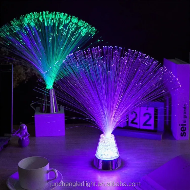 RGB color changing crystal base lamp Party full color changing ambient gift decoration ice cube diamond Fiber Optic Table Lamp