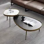 XINGTUO Tea Table Basse Modern Living Room Furniture Oval Nesting Luxury Hotel Gold Metal Tables