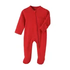 Baby Girls Custom Plain Suit Knit Zip Bamboo Childern Baby Girls Cotton Clothes Footie Rompers Clothes Newborn