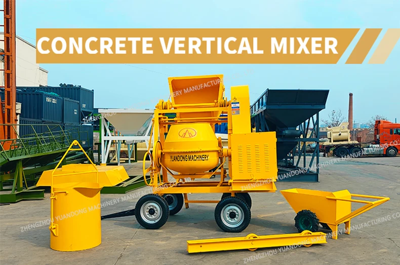 Equipment Portable Vertical Concrete Mixer 400L Concrete Mixing Machine With Tipping Bucket factory