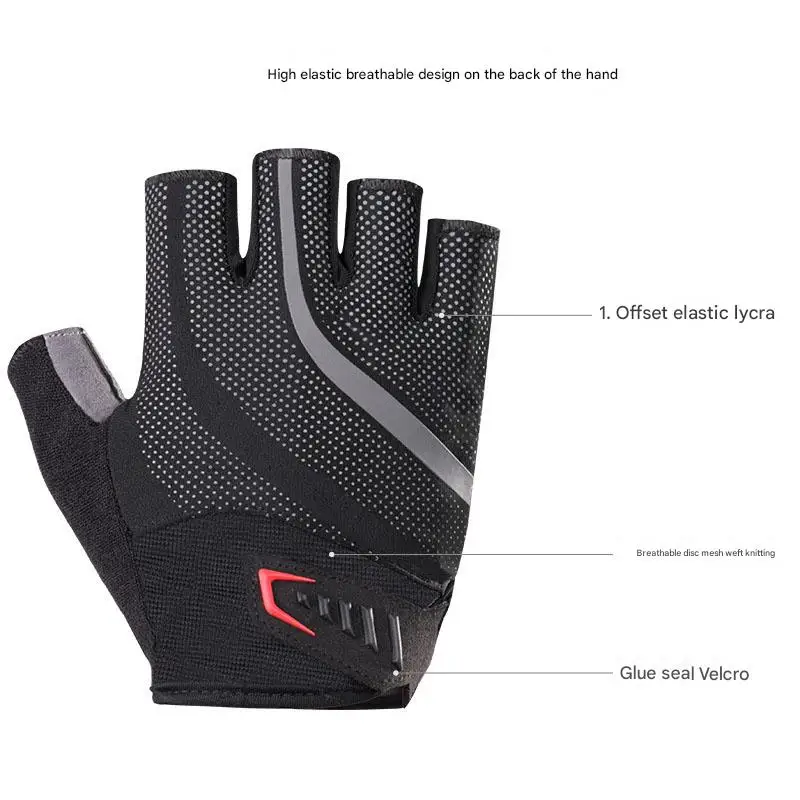 Men's Half-Finger Summer Bicycle & Motorcycle Gloves Breathable & Shock-Absorbing Non-Slip Design