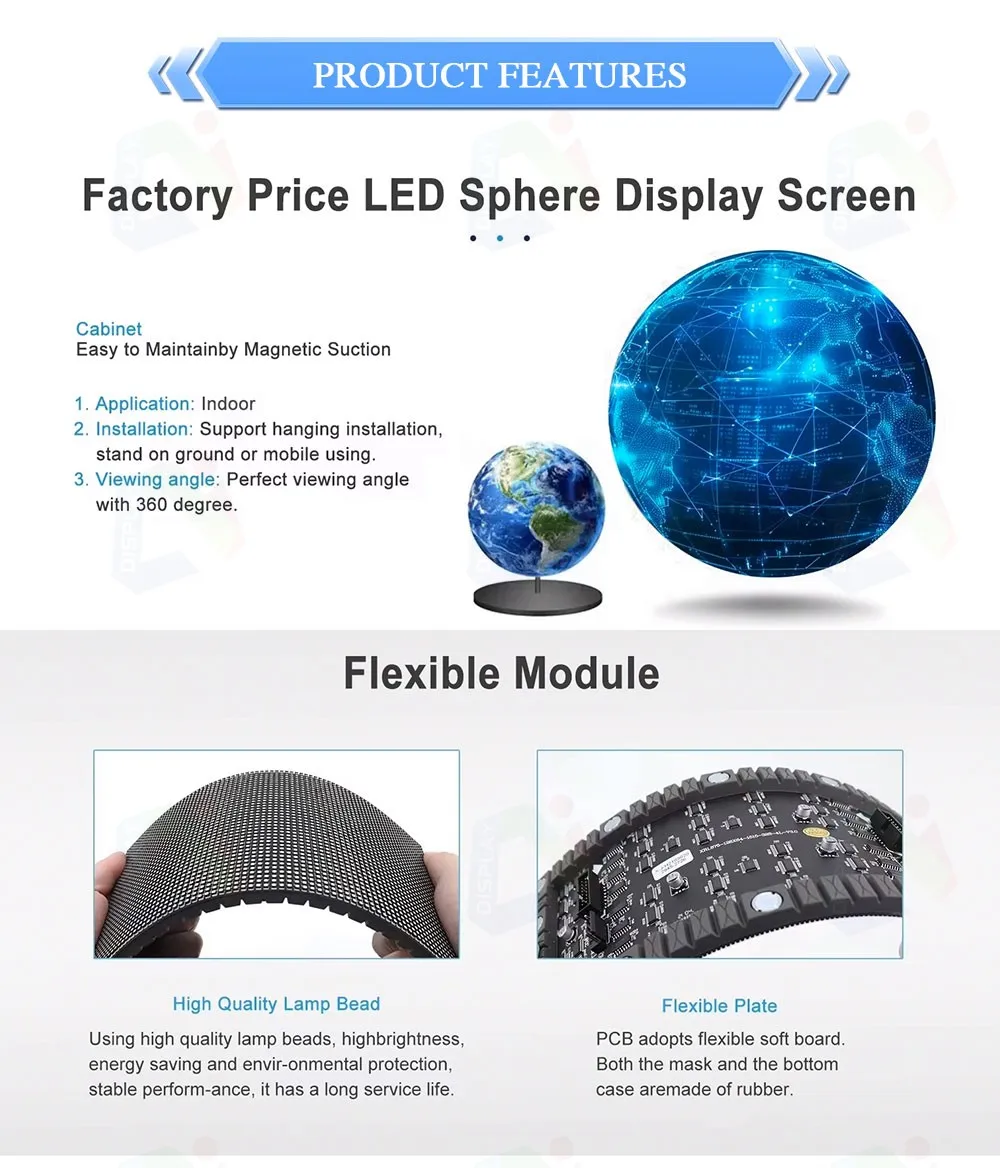 Creative Sphere LED Screen Customized Size Flexible Large Full Color Ball Spherical Shape Globe LED Video Display Video Wall supplier