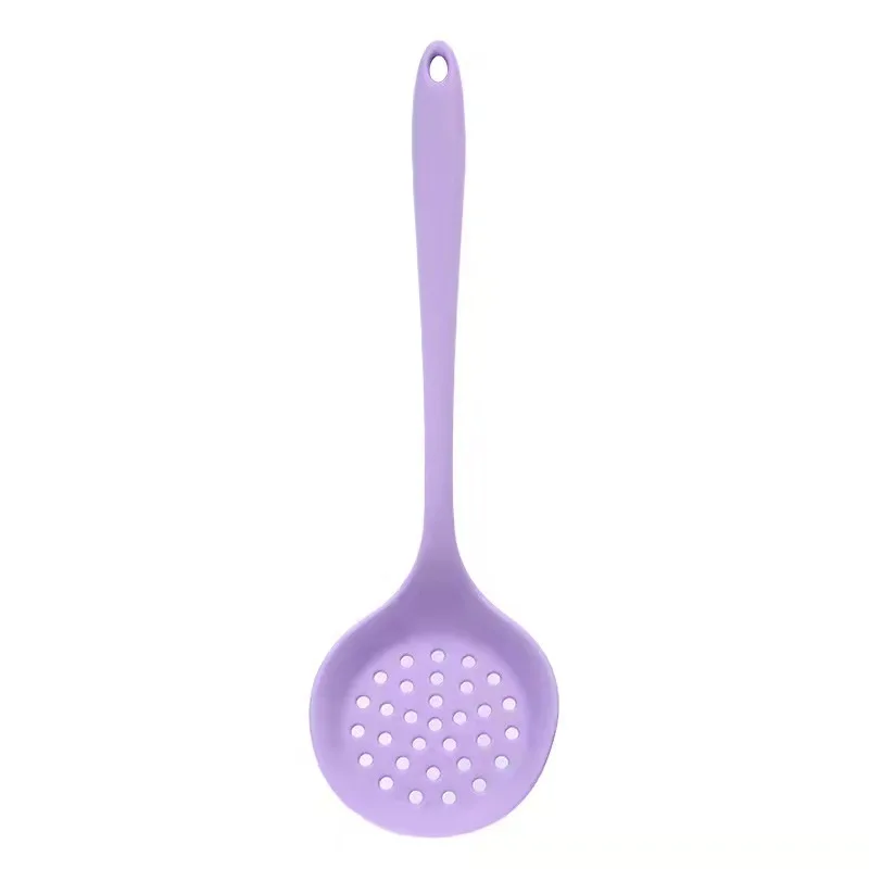 New Soup Spoon Long Handle Silicone Kitchen Sustainable Stocked Silicone Strainer Colander Scoop
