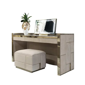 High End Modern Luxury Style Multi-Layer Solid Wood Furniture Makeup Dressing Table With Mirror And Drawers For Bedroom