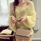 Sleeve Pullover Lantern Sleeve Pure Color Sweater Hollow Knitted Blouse Soft Pullover For Autumn