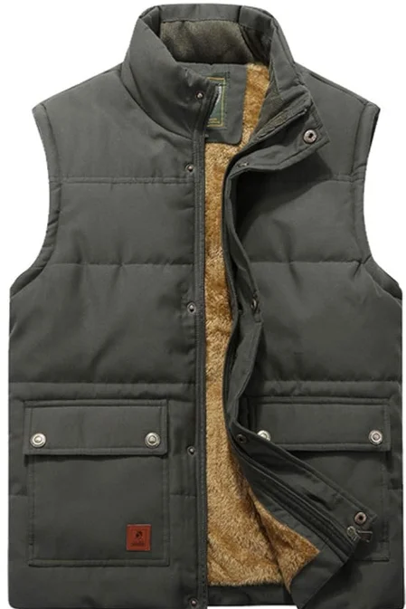 Comfortable and warm men's sleeveless and cotton vest high collar