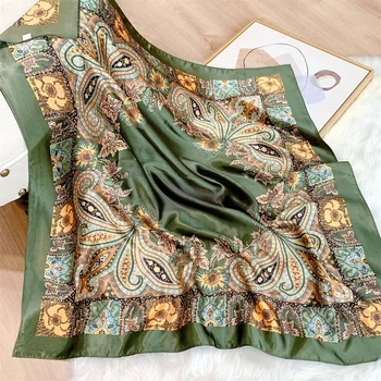 designer Printing bandana Satin Silk foulards scarves big custom Hijab scarf for women