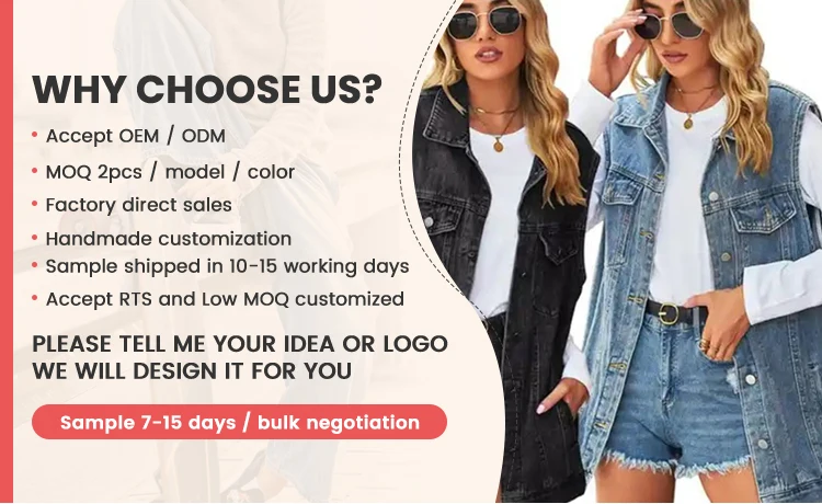 Wholesale Sleeveless Casual Retro Loose Jean Jackets Women Denim Vest manufacture