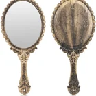 Mirror Oval Oval Wholesale Multi Color Europe Style Makeup Mirror Oval Retro Mirror With Handle No MOQ