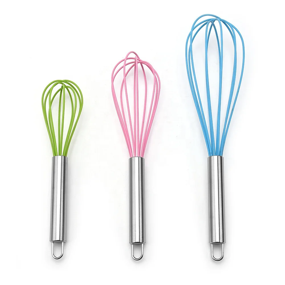 Hot New Baking Tools Silicone Hand Whisk Stainless Steel Handle Handmade Soap Cream Butter Cake Egg Whisk