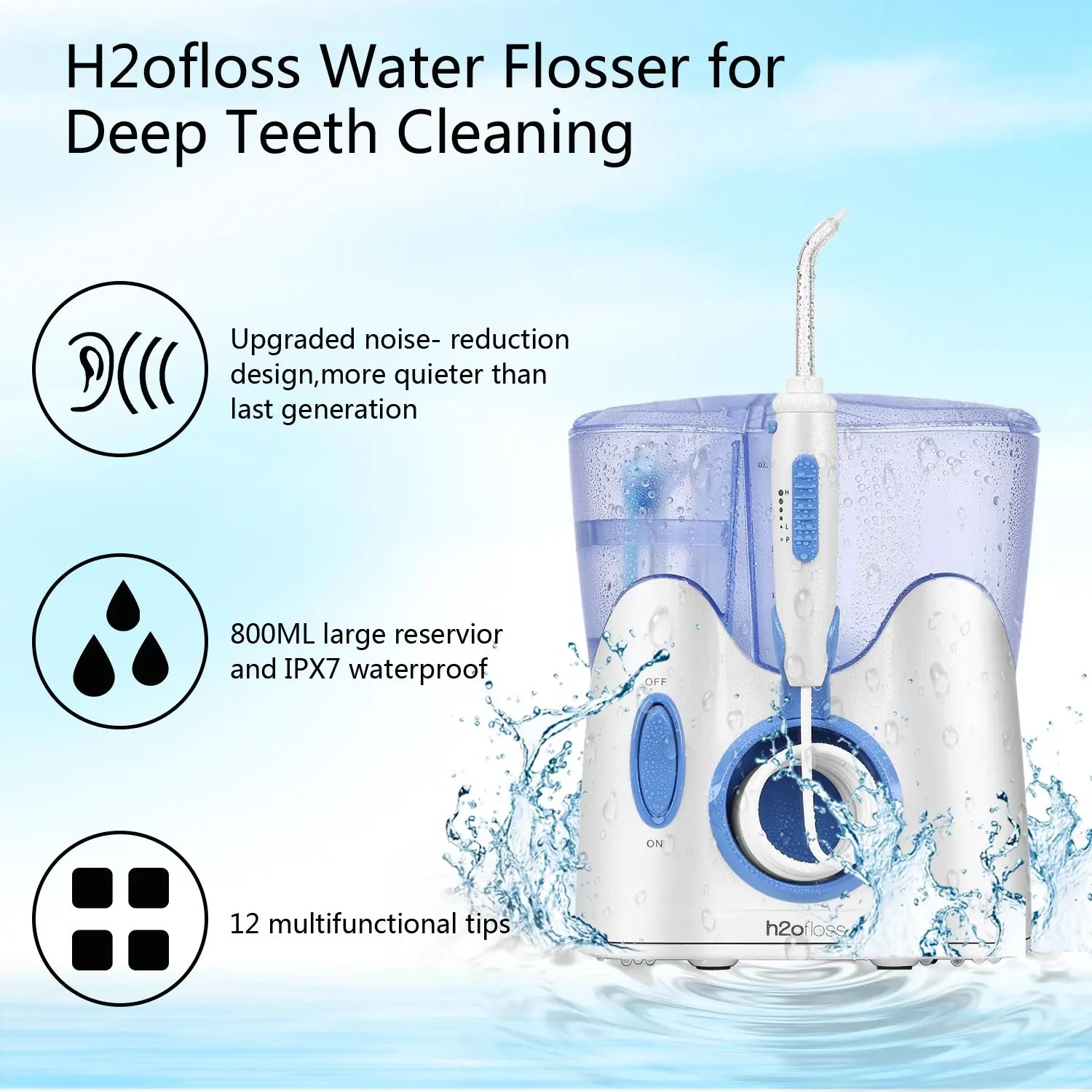 OEM Countertop Water Flosser Oral Irrigator with 5-110PSI Water Pressure 1 Year Warranty and ABS+PC Material
