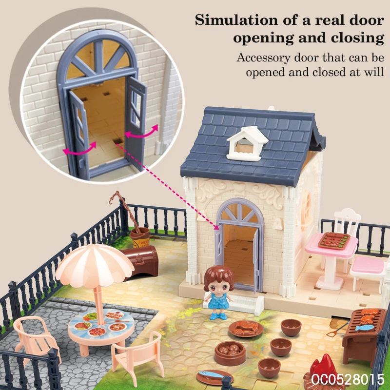 Girls toys model toy play diy villa doll house set with accessories kitchen toys