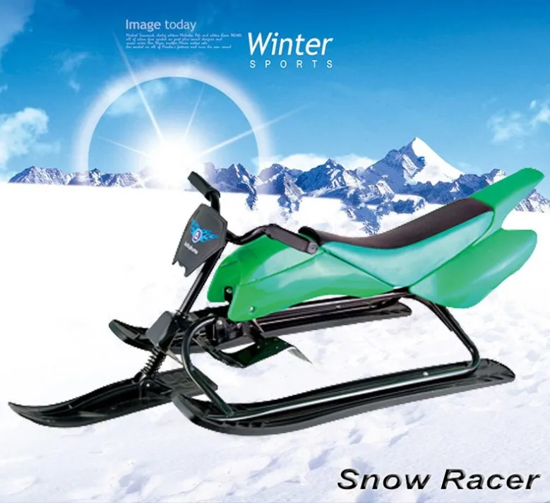 Winter Sledge Toboggan Sleigh Racer Ride Safe Brake Snowmobile Steering Wheel Snow Scooter