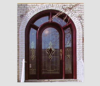 Double Glazed Round Top Exterior Doors Wood Entrance