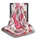 Square Light Luxury Style Womens Printed Square Scarf 90*90cm High Quality Dubai Silk Square Head Scarf