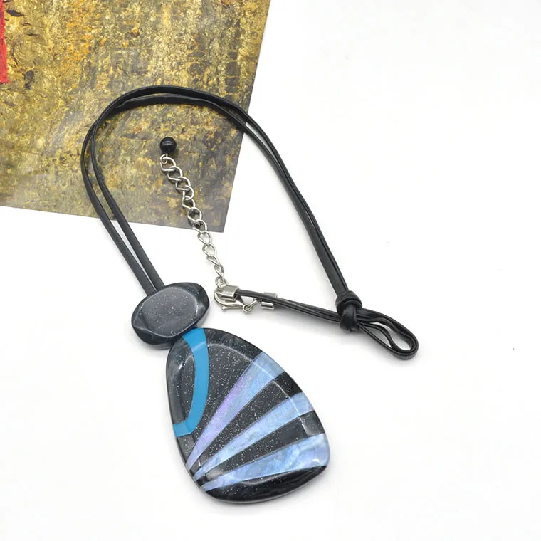 2021 2022  new design oil paint and inlay rainbow acrylic women pendant necklace