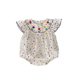 2023 New Summer Baby Bodysuit Infant Sweet Flower Colour Dots Jumpsuit Toddler One Piece