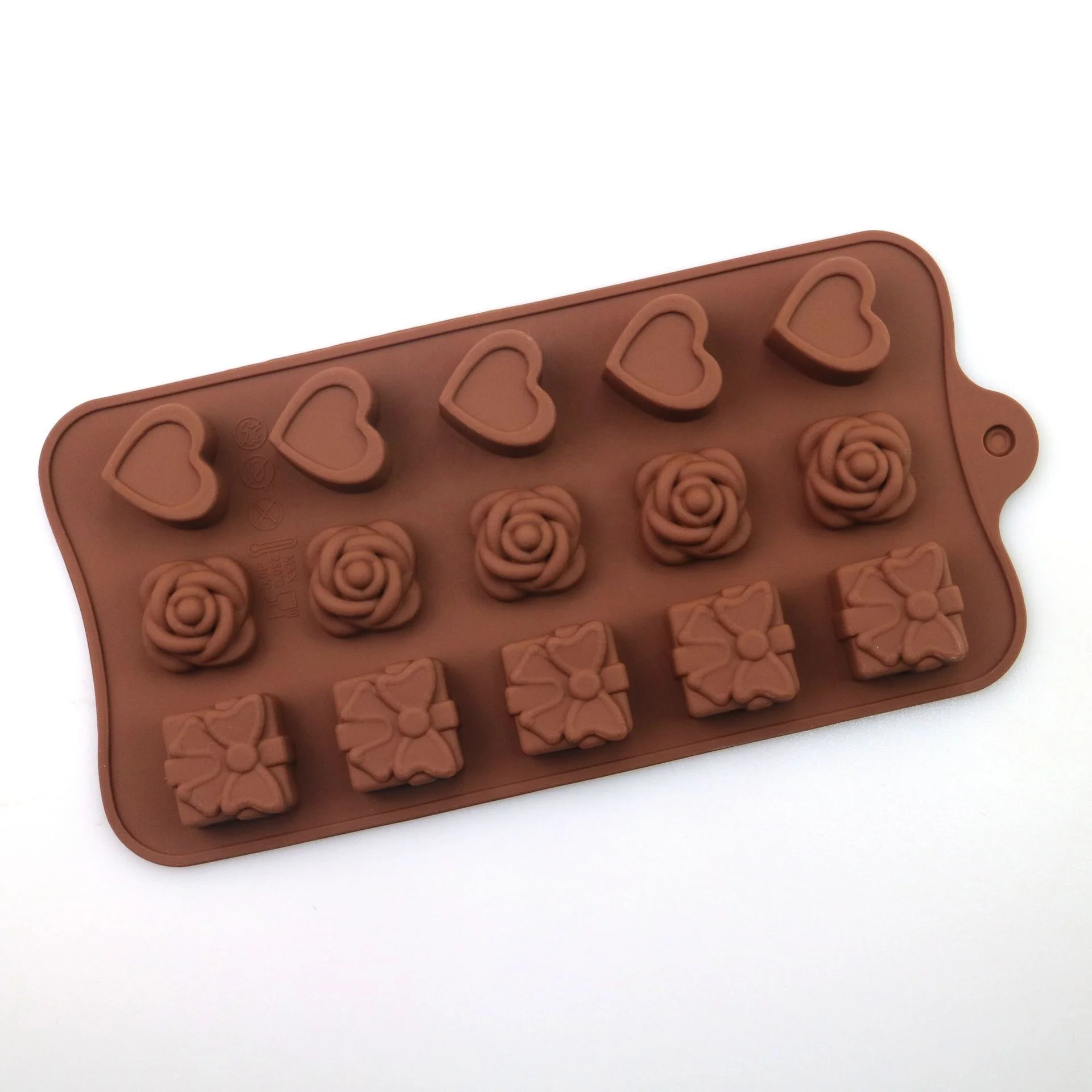 Valentine's Day styles baking chocolate candy mold love flower shaped silicone cake mold cake tools15 holes love shape cake mold