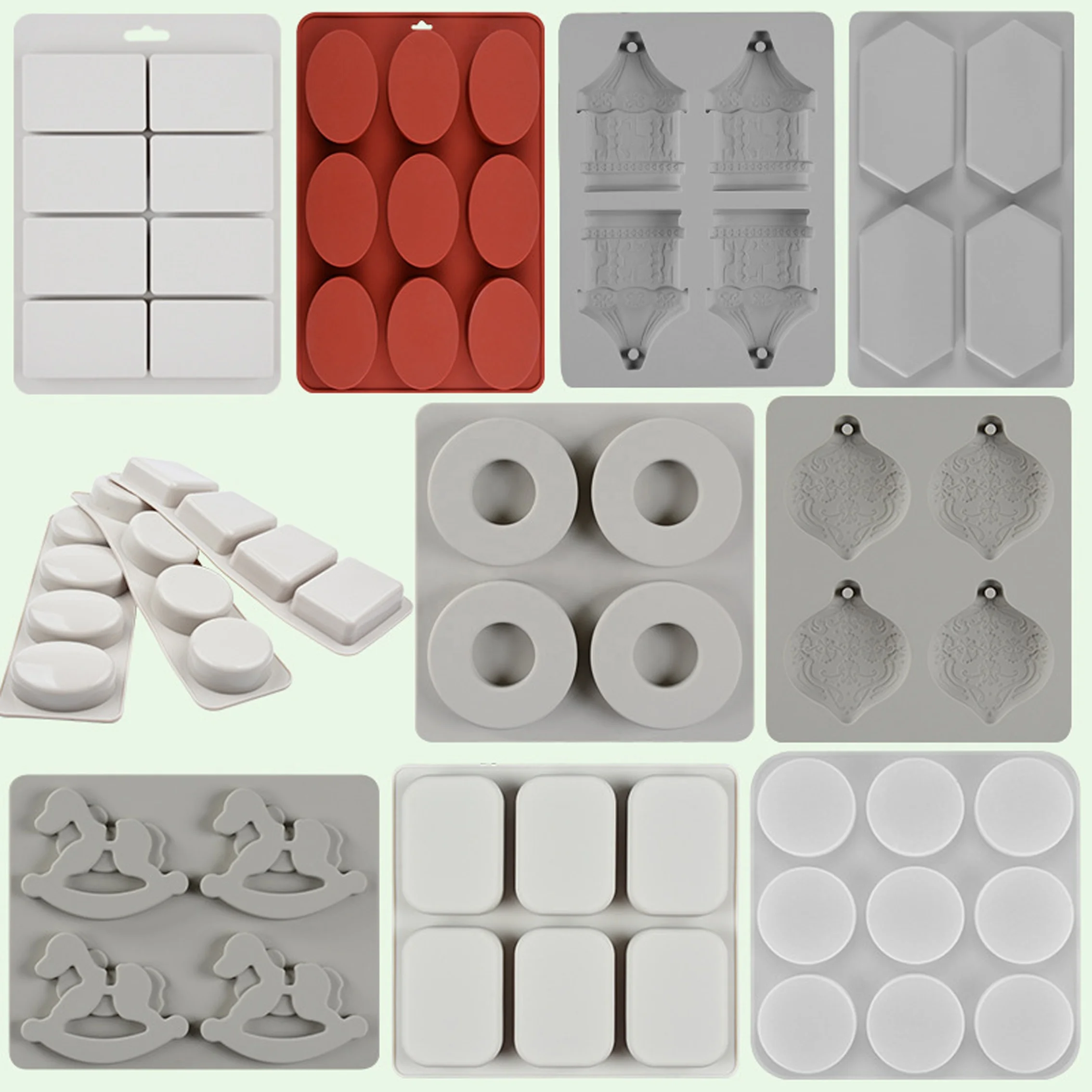 Hot Selling 6 Cavity 3D Body Oval Square Shaped Soap Candle Making Silicone Molds Resin Molds Bomb Soap Mkaing