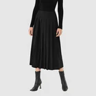 Long Skirt Custom Designer Elegant Casual A Line High Waist Stitching Front Pleated Long Maxi Women Skirt