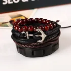 Leather Cord Leather Multi-layer Bracelet Suit Diy Simple Retro Braided Anchor Leather Cord Hand Straps Leather Bracelet
