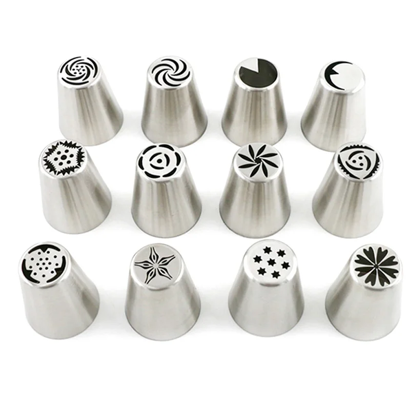 1 Piece custom christmas halloween diy stainless steel round flower cupcake cookie cake russian icing piping baking nozzle