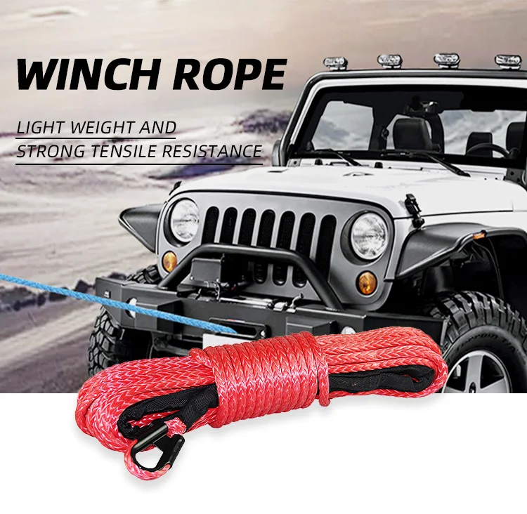 Synthetic 12 Strands Braided UHMWPE Winch Rope with Hook manufacture