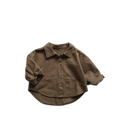 2023 Boys' Shirt Autumn New Children's Long Sleeve Top