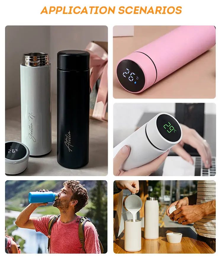 Cheap hot sale 500ml smart stainless water bottle led display digital temperature