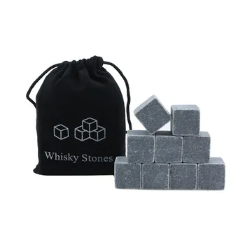 Natural Whiskey marble Ice Cube Chilling Stones Set Cooling Rocks Whiskey Ice Stone Gift Set