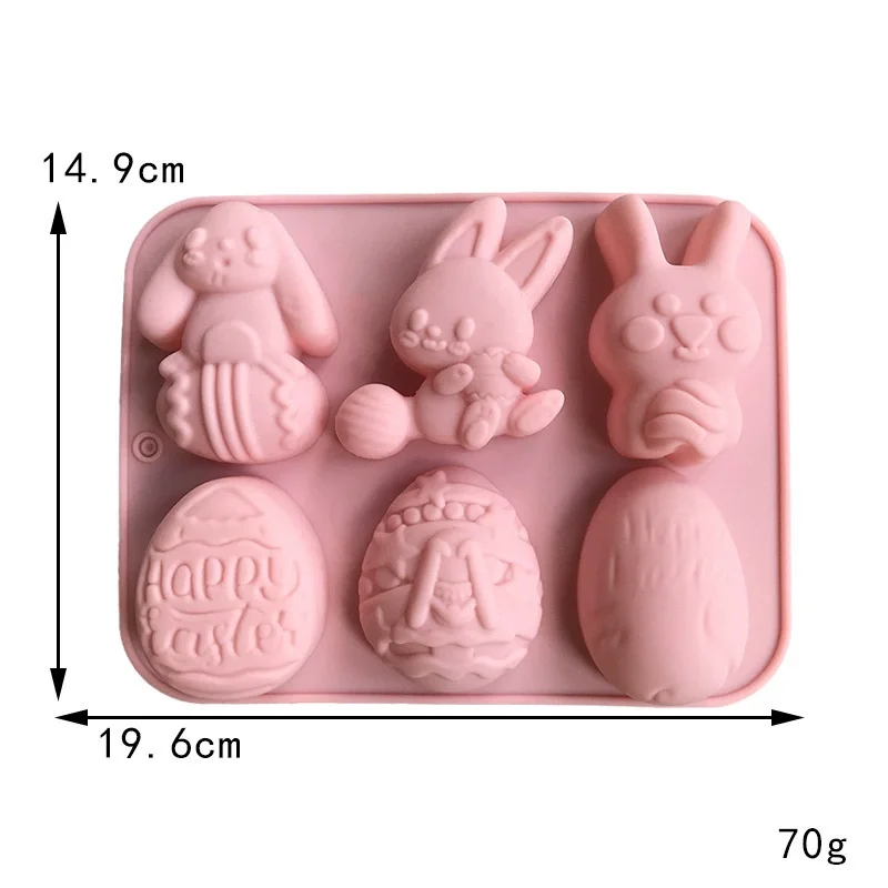 6 holes Moulds Silicone Rubber Flower hot selling Easter rabbit egg blanket silicone cake mold chocolate candy molds cake tools