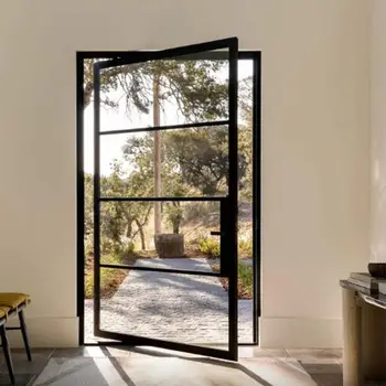 ALUFRONT Black Color Design Aluminum Outdoor French Doors Doors for Living Room Aluminum Frame Glass French Doors