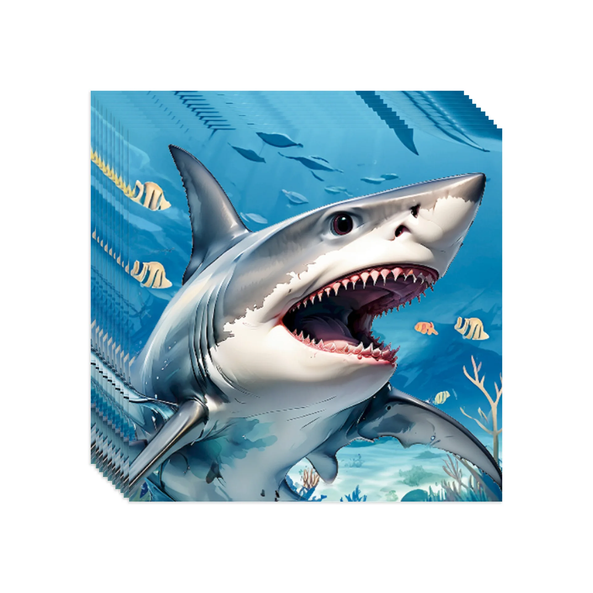 Disposable Blue Ocean Shark Paper Plates Tableware Set for Boys Baby Shower Pool Birthday Party Decorations