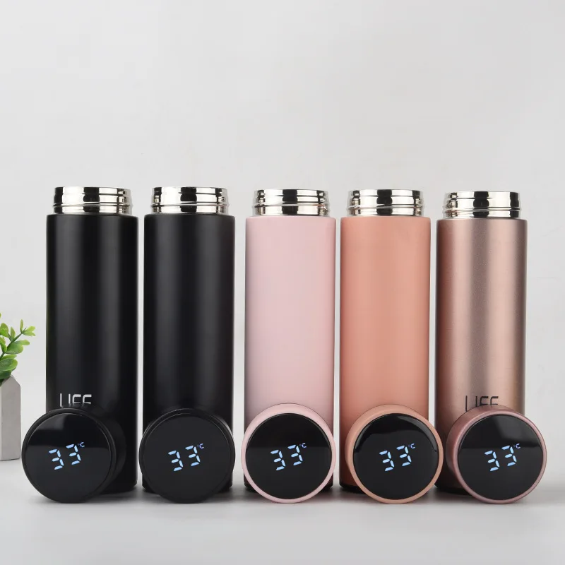 Wholesale Double Wall Insulated Stainless Steel Smart Time Marker Vacuum Flask  & Thermoses with lids Led Temperature Display