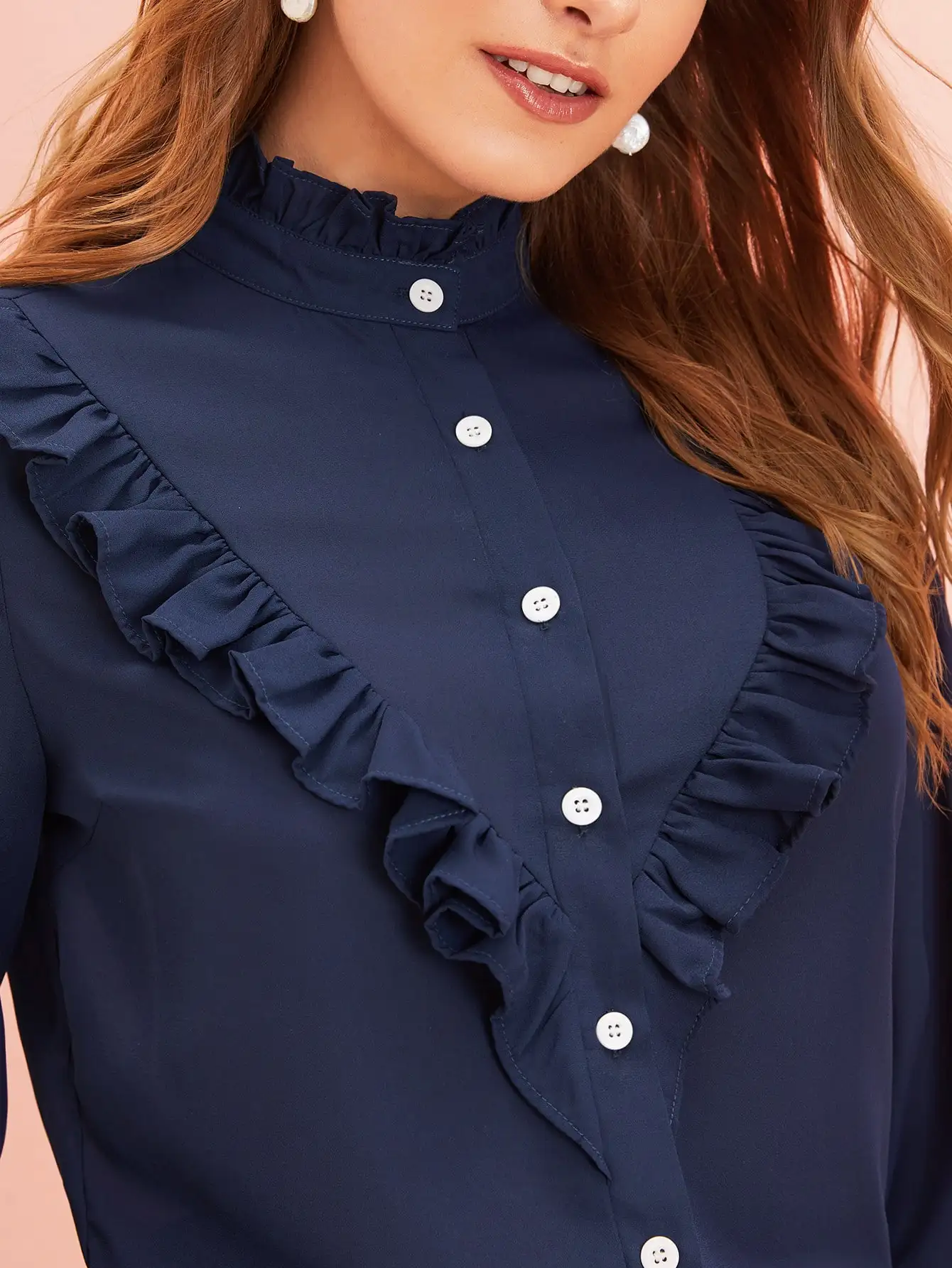 Shirts For Women Blouses Lady Long Sleeve Button Down Fall Tops Crew Neck Office Lady Chiffon Korean Fashion Clothes Wholesale