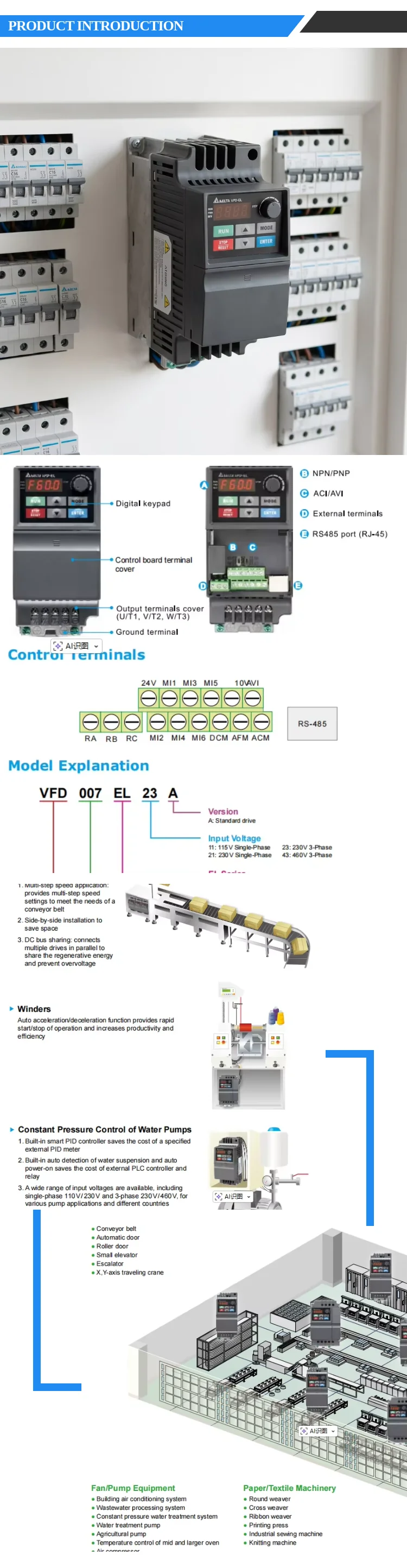 Speed Controllers Regulators, VFD015EL21A, VFD-EL, 2HP, 230V - detail 4