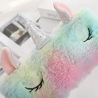 Pencil Case 2020 New Cute Pink Unicorn Plush Pencil Case Bag Girl School Stationery Bag For Pencil