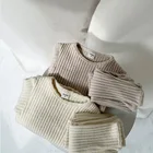 Clothing Baby Kids Pajamas Toddler Boy Girl Clothing Warm Thick Cotton Ribbed Loungewear Baby Kids Pajamas Set