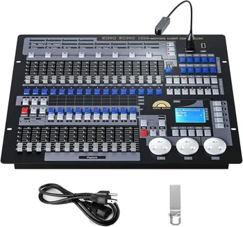 DMX512 Controller 1024 Channel Light Controller Fog Stage Lighting Console Mixer Board for Party DJ Wedding Lights Show Club