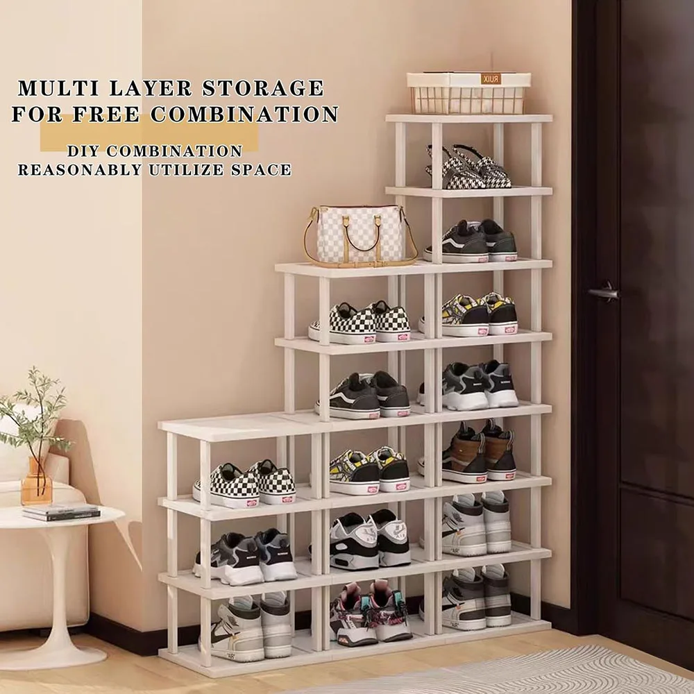 12-Tier Bamboo Shoe Rack Vertical Tall Narrow Organizer for Entryway Bedroom Living Room-Furniture supplier
