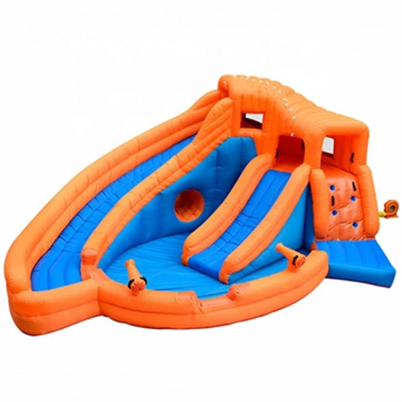 Outdoor Commercial Used Big Inflatable Water Slides For Children Double Lane Croco Inflatable Slide Pool For Sale