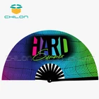 Fan Fan Fabric Hand Fans Large Bamboo Durable Fabric Loud Clack Rave Fan Festival Fan Rainbow Hand Fan