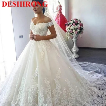 Quality White lace luxury wedding dress One-shoulder plus size trailing tail bridal wedding dress Lace Up wedding dress bridal g