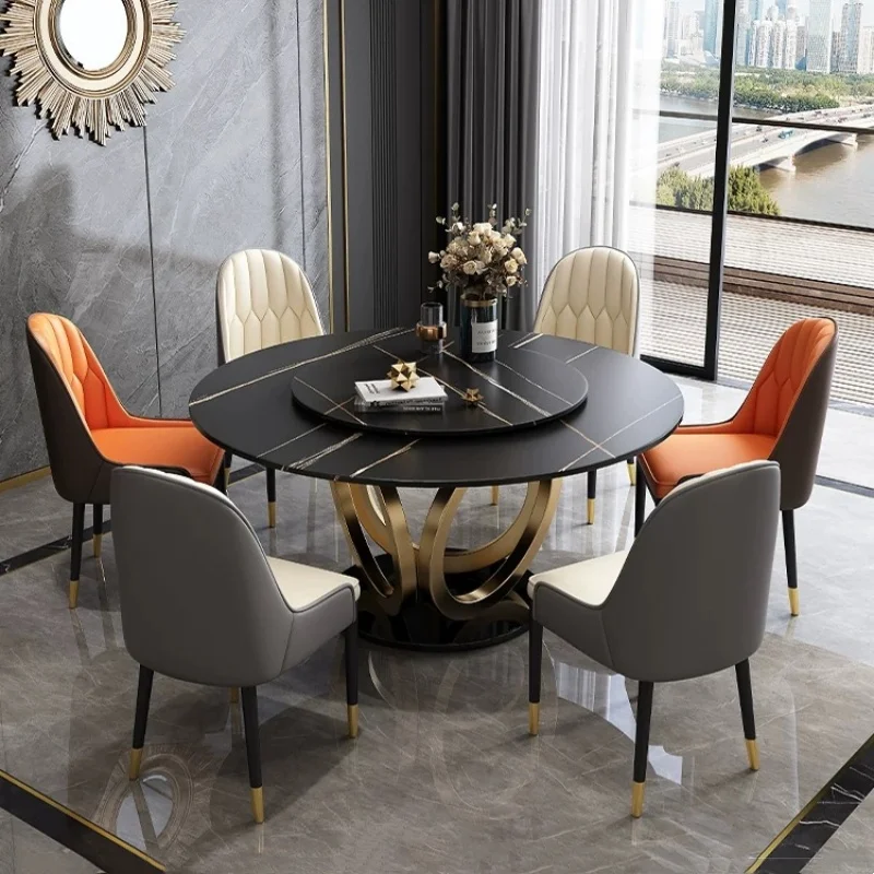 Marble Home Round Dinning Table Set For 6 People And 8 People Sintered Stone Table Top Living Room Restaurant Dining Table Set