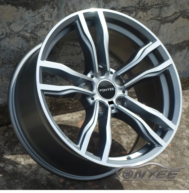 F80E209 Fonyee alloy wheel auto popular 22 inch 10/11j 5 holes 5X120 quality black machine face gun-grey car rim in stock